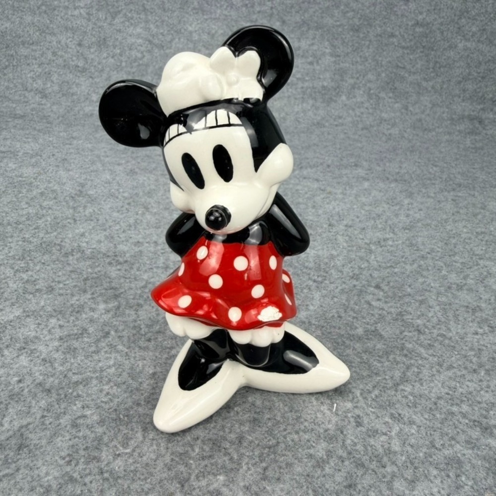 Disney Minnie Mouse Jerry Leigh Ceramic Salt Pepper Shaker Red Polka Dot 6”